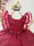Vestido Infantil Marsala Organza Listrado C/ Pérolas Damas - comprar online