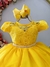 Vestido Infantil Amarelo Damas Honra Casamento Pérolas Renda - comprar online