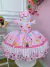 Vestido Infantil Circo Rosa Floral C/ Cinto Pérolas Festas