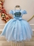 Vestido Infantil Azul Com Cinto de Pérolas e Renda Festas na internet
