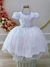 Vestido Infantil Branco C/ Renda e Cinto de Pérolas Luxo