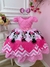 Vestido Infantil Minnie Rosa Cinto de Pérolas C/ Tiara - comprar online