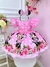 Vestido Infantil Minnie Florido de Rosas C/ Pérolas Festas - comprar online