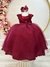 Vestido Infantil Longo Marsala Saia Com Tule e Busto Bordado