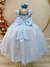 Vestido Infantil Longo Azul Bebê Saia Com Tule e Busto Bordado na internet
