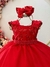 Vestido Infantil Longo Vermelho Saia C/ Tule e Busto Bordado - comprar online