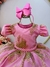 Vestido Infantil Rosa Renda Realeza Cinto de Pérolas Damas - comprar online