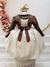 Vestido Infantil Cor Camurça C/ Bolero Cetim Broche de Laço