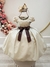 Vestido Infantil Cor Camurça C/ Bolero Cetim Broche de Laço - Sol Kids