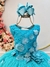 Vestido Infantil Verde Tiffany C/ Renda Aplique de Flores - comprar online
