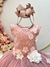 Vestido Infantil Rosa C/ Renda e Aplique de Flores Damas - comprar online