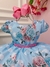 Vestido Infantil Jardim das Borboletas Azul Luxo Festas - comprar online
