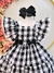 Vestido Infantil Xadrez Preto e Branco Broche de Lacinhos - comprar online