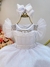 Vestido Infantil Branco Com Cinto de Pérolas Daminhas - comprar online