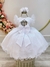 Vestido Infantil Branco Com Cinto de Pérolas Daminhas - Sol Kids
