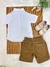 Conjunto Camisa Branco Com Bermuda Caqui de Cordão - comprar online