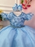 Vestido Infantil Azul C/ Renda Jardim das Boroboletas Luxo - comprar online