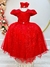 Vestido Infantil Longo Vermelho C/ Renda Daminhas de Honra