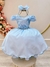 Vestido Infantil Azul Claro C/ Tiara e Renda Casamento Luxo