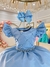 Vestido Infantil Azul Claro Busto Nervura Com Pérolas Festas - comprar online