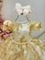 Vestido Infantil Marfim Com Renda Realeza Dourada e Pérolas - comprar online