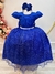Vestido Infantil Azul Royal C/ Renda Daminhas de Honra Longo
