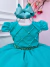 Vestido Infantil Verde Tiffany Busto Nervura C/ Pérolas Luxo - comprar online