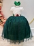 Vestido Infantil Longo Off White Saia Verde Esmeralda Daminha
