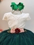 Vestido Infantil Longo Off White Saia Verde Esmeralda Daminha - comprar online