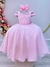 Vestido Infantil Rosa Claro Busto Nervura C/ Pérolas Damas
