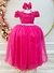 Vestido Infantil Longo Rosa Tule Com Renda Casamentos