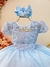 Vestido Infantil Azul Claro Busto C/ Renda Damas Longo Luxo - comprar online