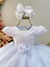 Vestido Infantil Branco Laise Aplique Flor Pérolas Batizado - comprar online