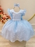 Vestido Infantil Azul Claro Saia C/ Tule e Glitter Daminha