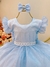 Vestido Infantil Azul Claro Saia C/ Tule e Glitter Daminha - comprar online