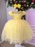 Vestido Infantil Amarelo Com Apliques de Flores - comprar online