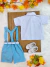 Conjunto Infantil Camisa Branca C/ Short Susp. e Gravata Azul - Sol Kids