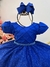 Vestido Infantil Azul Royal C/ Busto Nervura Festas Daminhas - comprar online