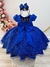 Vestido Infantil Azul Royal C/ Busto Nervura Festas Daminhas - Sol Kids