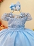 Vestido Infantil Azul Busto C/ Renda Damas Longo Luxo na internet