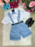 Conjunto Social Camisa Shorts Suspensório Azul Serenity - comprar online