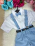 Conjunto Social Camisa Shorts Suspensório Azul Serenity na internet