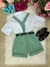 Conjunto Social Camisa Short Gravata e Suspensório Verde - Sol Kids