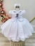 Vestido Infantil Branco Busto Com Nervura Damas Festas - Sol Kids