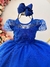 Vestido Infantil Azul Royal Busto C/ Renda Damas Longo Luxo na internet