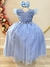 Vestido Infantil Longo Azul C/ Apliques Luxo Daminas Festas - comprar online