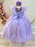 Vestido Infantil Longo Lilás C/ Apliques e Renda Damas Festas - Sol Kids