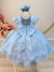 Vestido Infantil Azul Claro C/ Busto Nervura Festas Daminhas - Sol Kids
