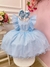 Vestido Infantil Azul Princesa Cinderela Frozen C/ Babados Strass - comprar online