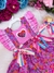 Romper Jardineira Junino Rosa - Sol Kids